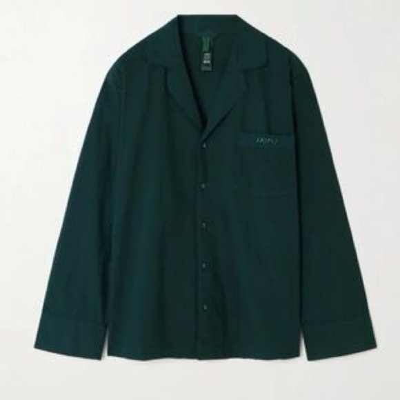 Skims Sleep Dark Green Cotton Long Sleeve Button-Up Shirt 2x - Picture 1 of 4